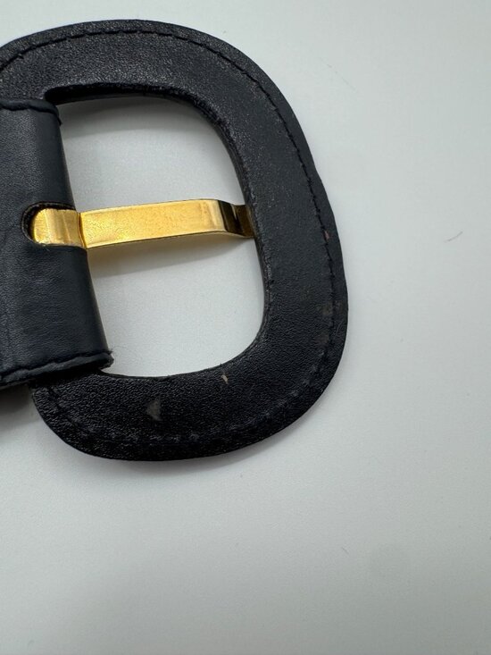 Vintage Escada Belt West Germany Navy/Green Gold Medallion Leather Belt EU 38 /S main image 4